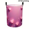 1pc Laundry Basket, Pink Heart-Shaped Candy with Shiny Background Pattern. Large Capacity Laundry Basket with Handle Design, Suitable for Bedrooms, La