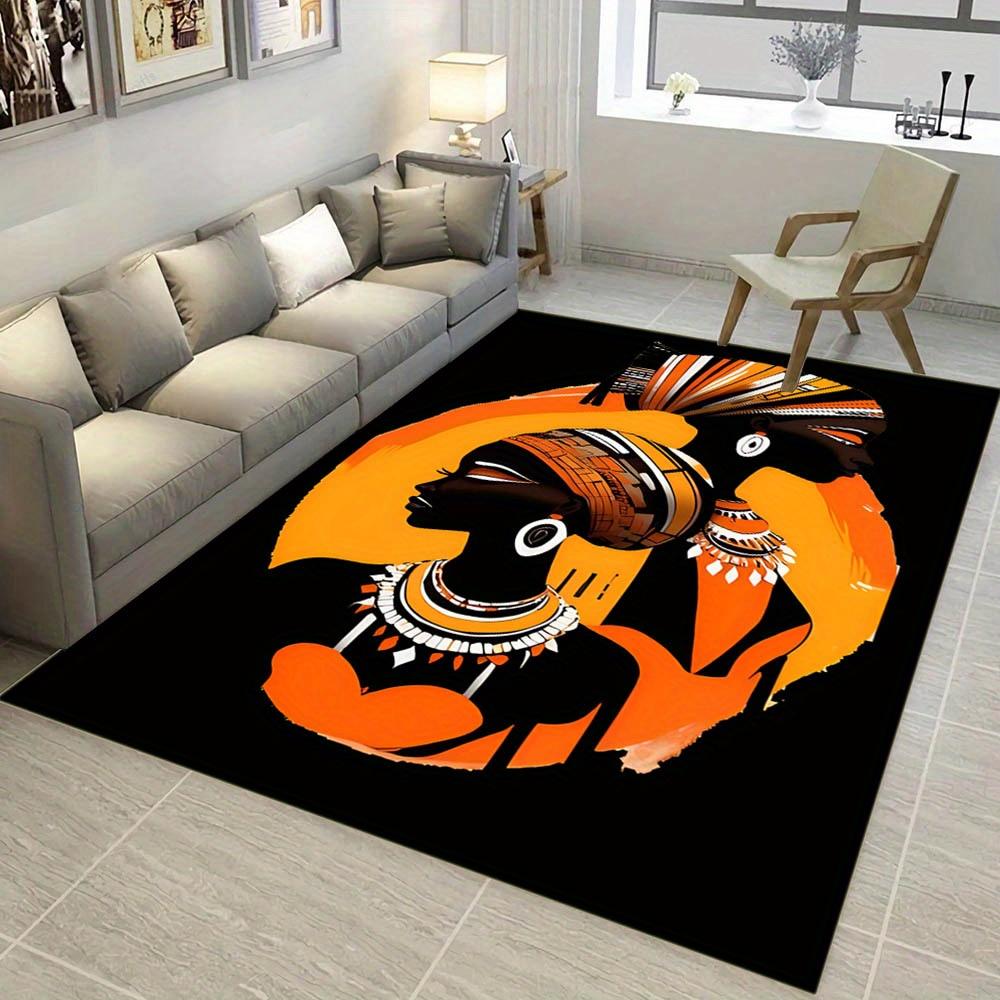 Weight Crystal Velvet 1pc African Pattern Non-slip Area Rug, Suitable for Living Room Bedroom Home Room Decor Bed Chair