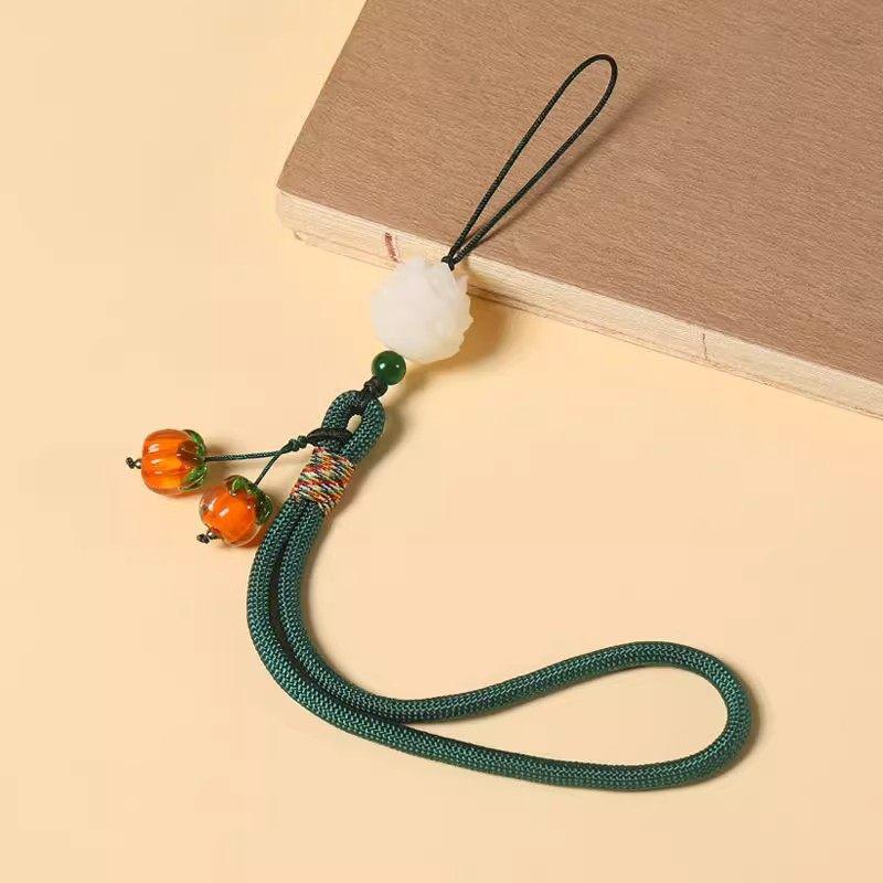 Wishful Persimmon Wrist Strap & Anti-Lost USB Pendant - Chinese Style Cell Phone Accessory