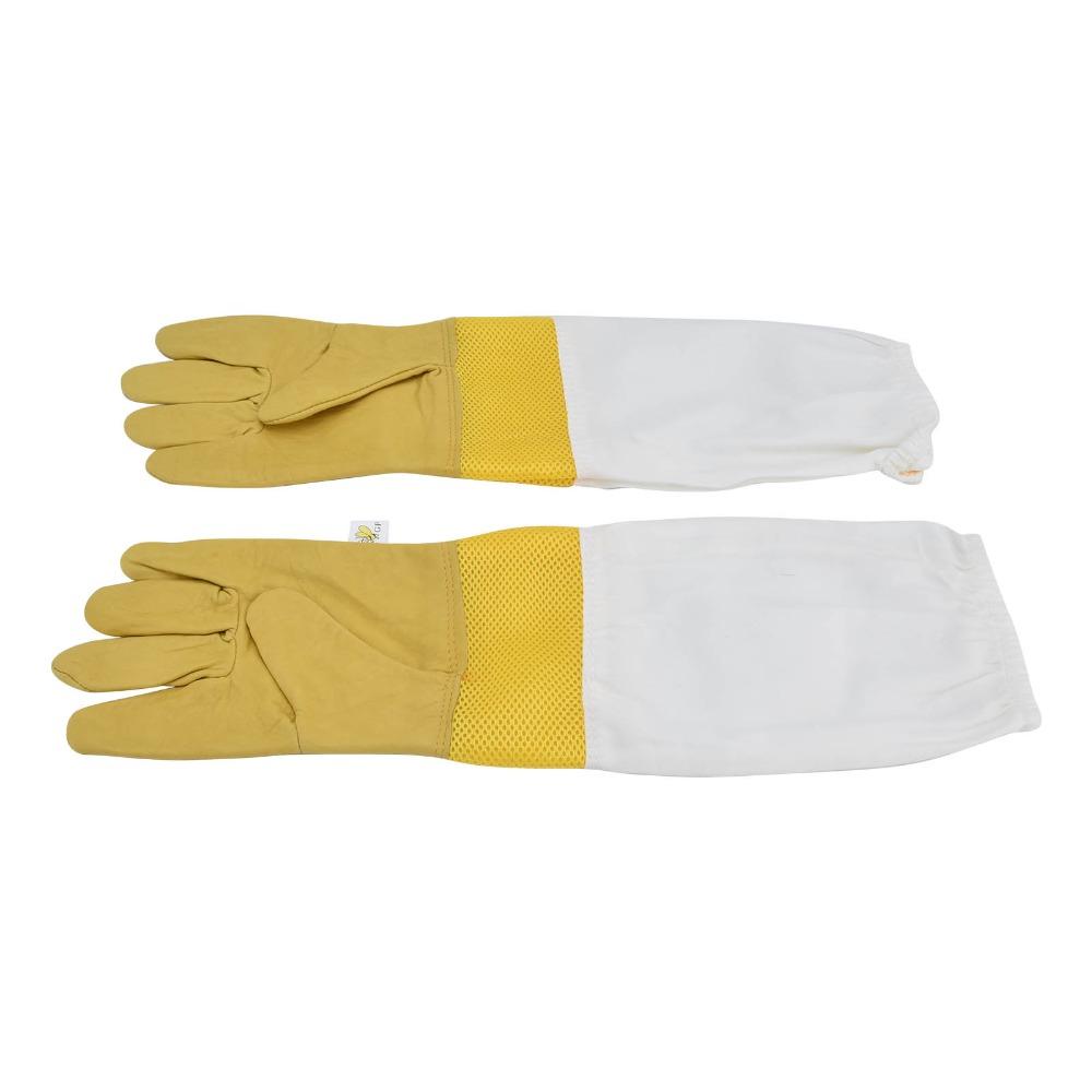 1 pair Extended Sleeves Bee Protective Gloves Faux Sheepskin Beekeepers Gloves  Beekeeper