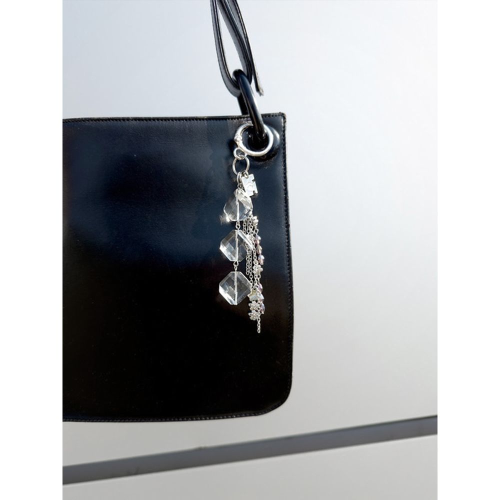 SIMILLENT ECHO DIAMOND DROP KEYRING_Midnight Black