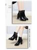 Autumn/Winter 2023 Chunky Heel Ankle Boots - Warm Fleece-Lined Leather Shoes for Middle-Aged Women