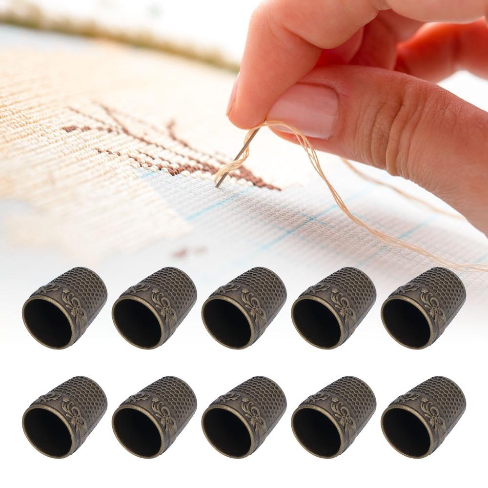 10pcs Vintage Bronze Sewing Thimbles Safe Grip Design Quilting Thimbles  For Home Use