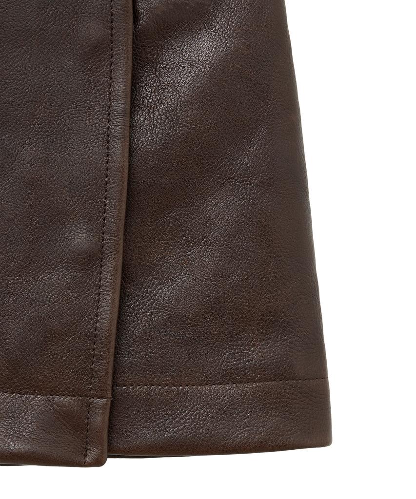 Noir For Woman Antique Cow Leather Layered Wrap Skirt (Brown)