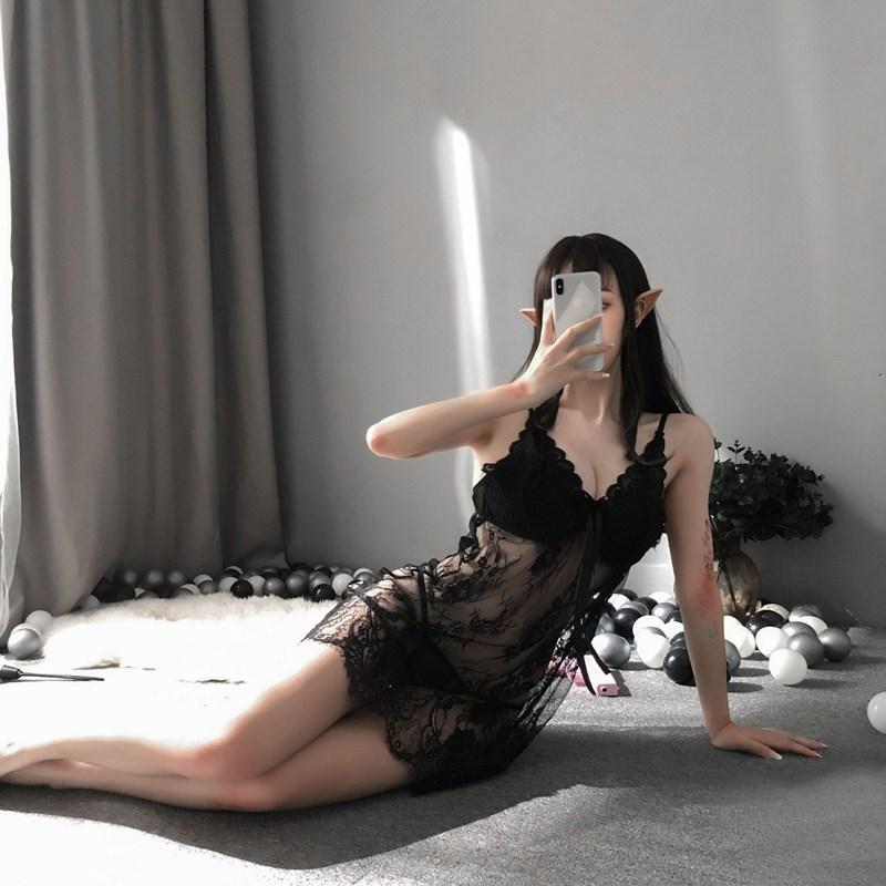 New sexy underwear sexy gathering perspective chest pad steel tray suspender lace backless home