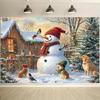 1 Winter Miracle Background with Snowman  Dog  Bird  and Christmas Scene  No Electricity Required