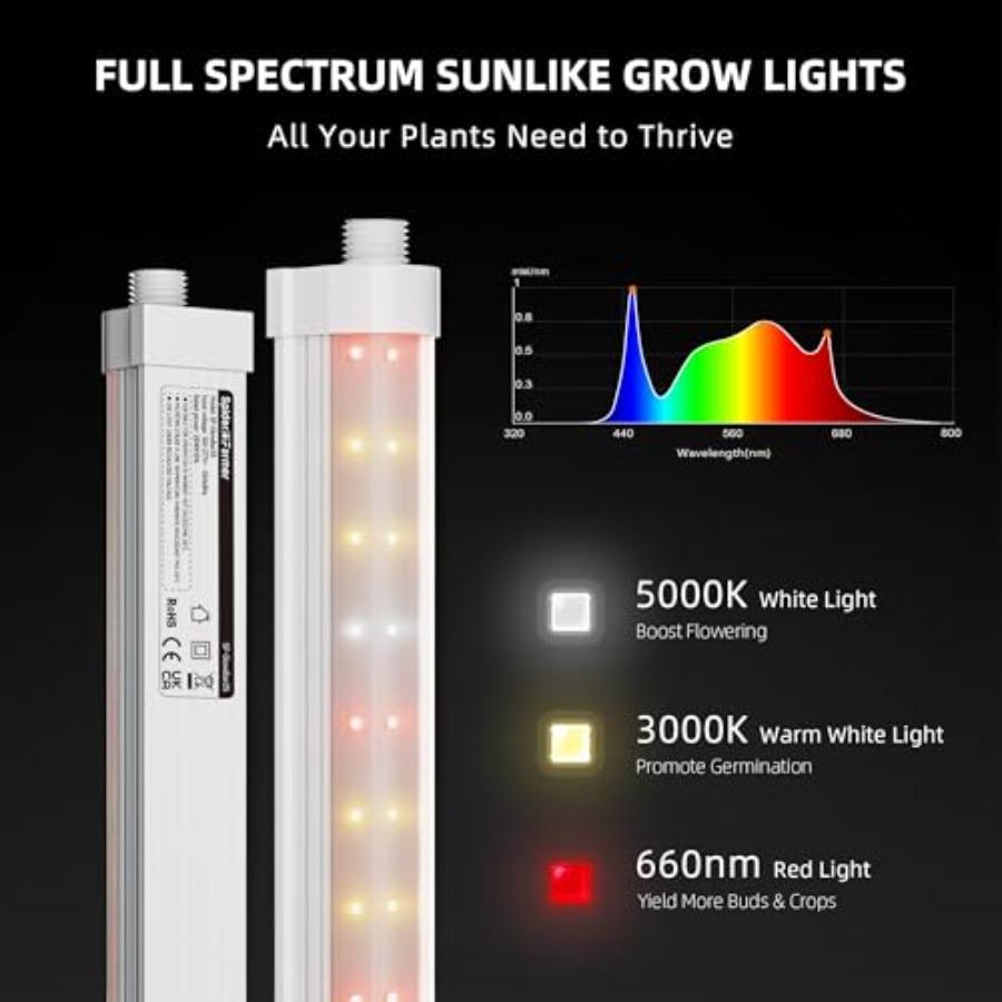 3FT LED Grow Lights for Indoor Plants Light Strips for Shelves Full Spectrum IP65 Waterproof Supplemental Light Bars for Grow T