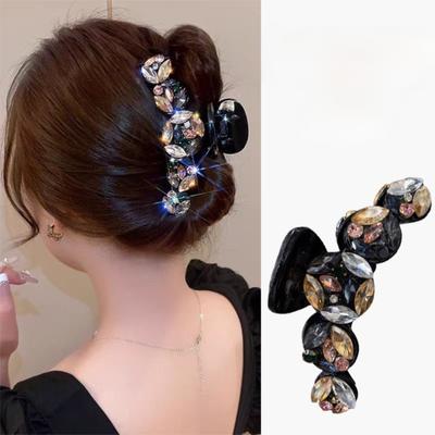 High-end Colorful Rhinestone Hair Clip Elegant Temperament Shark Clip Hairpin Hair Accessories