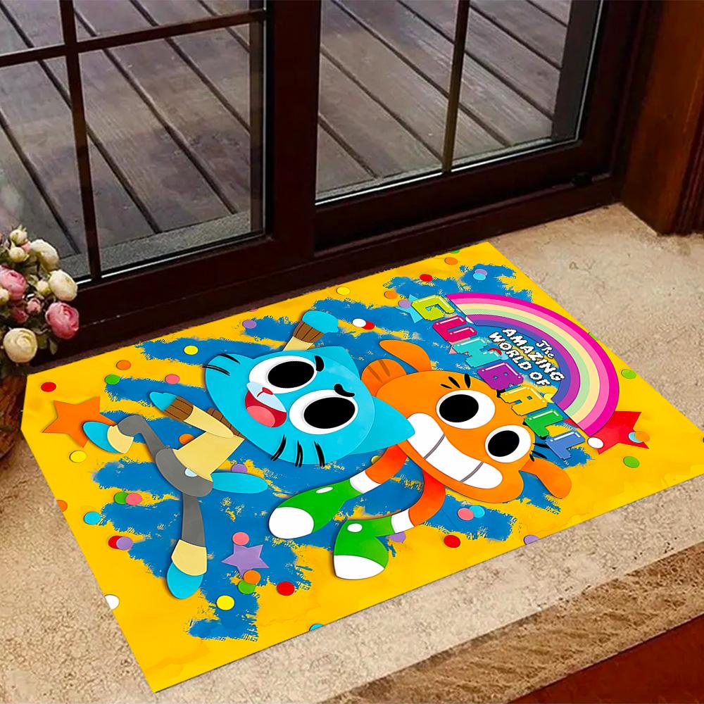 The Smurfs: Blue World Themed Anti-Slip Rugs - Polyester Home Decor, Suitable for Bedrooms, Living Rooms, Doorways, Studios, and Decorations