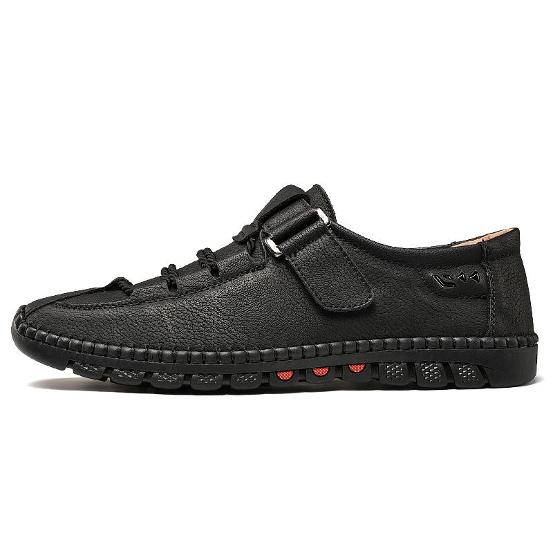 Fashion Men Genuine Leather Casual Shoes Classic Outdoor Antiskid Outdoor Shoe Antiskid Wear-Resistant Vulcanized Shoe Comfy Casual Lace