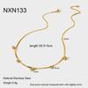Ins Simple Round Zircon Tassel Flat Snake Chain Necklace Stainless Steel Electroplating 18K Gold Fashion Jewelry Women