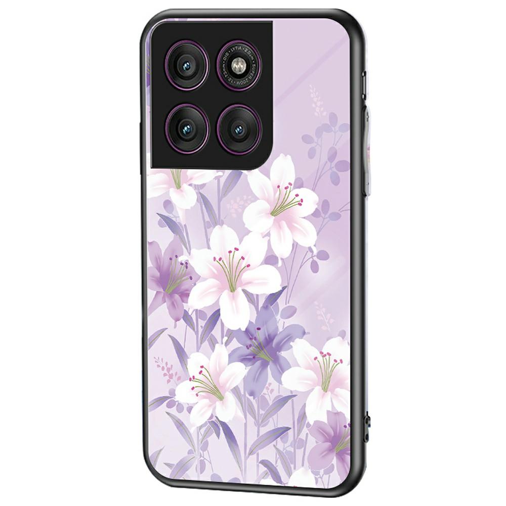 Für Motorola Edge 60 Pro 5G Hülle Blumenmuster TPU+Gehärtetes Glas Schutzhülle