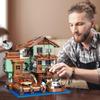 Non-Toxic 2100Pcs Fisherman'S Wharf Building Block Tree House Model Seaside Street View Boat Transportation Toys Children Holiday Gifts