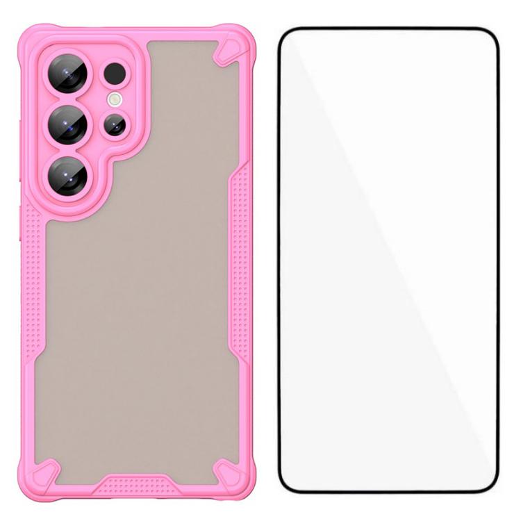 

Серия WANLONFENG MFFJ Чехол для Samsung Galaxy S23 Ultra Противоударная задняя крышка из ТПУ для телефона с защитной пленкой для экрана Pink