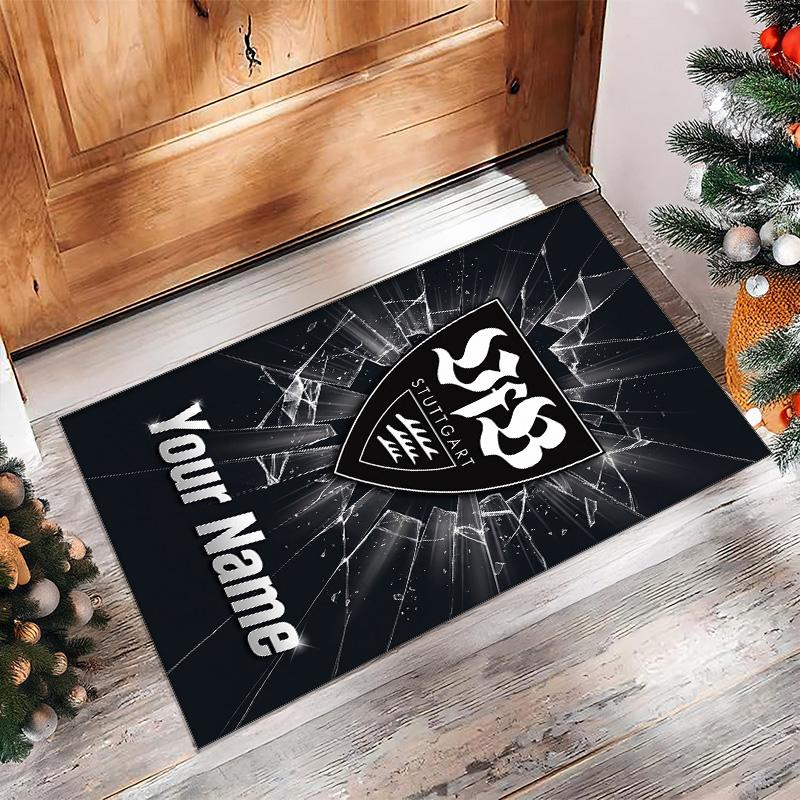 Tapis en Velours Cristal Imprimé VfB Stuttgart FC Tapis en Velours Cristal Antidérapant Pour Canapé Chambre Décoration Intérieure Maison