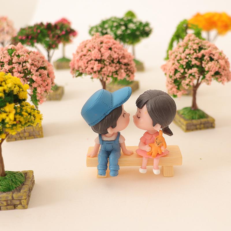 Doll House Mini Garden Simulation Cherry Blossom Willow Tree Landscaping Plant Ornaments Micro Landscape Sand Table Scene Prop Model