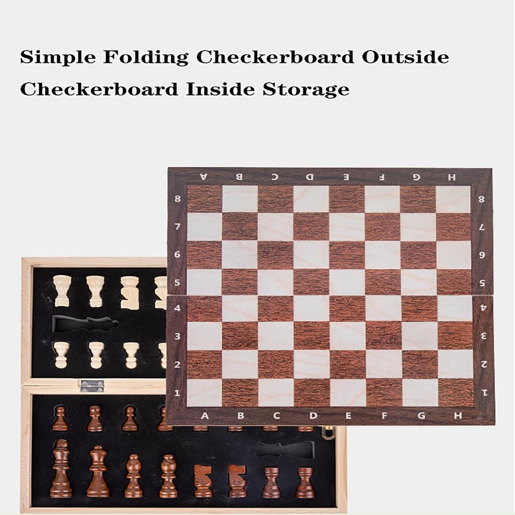 Reversible Wooden Board for Chess,24 Interlocking Wooden Checkers and 32 Standard Chess Pieces for Age 8 To Adult for Family Fun