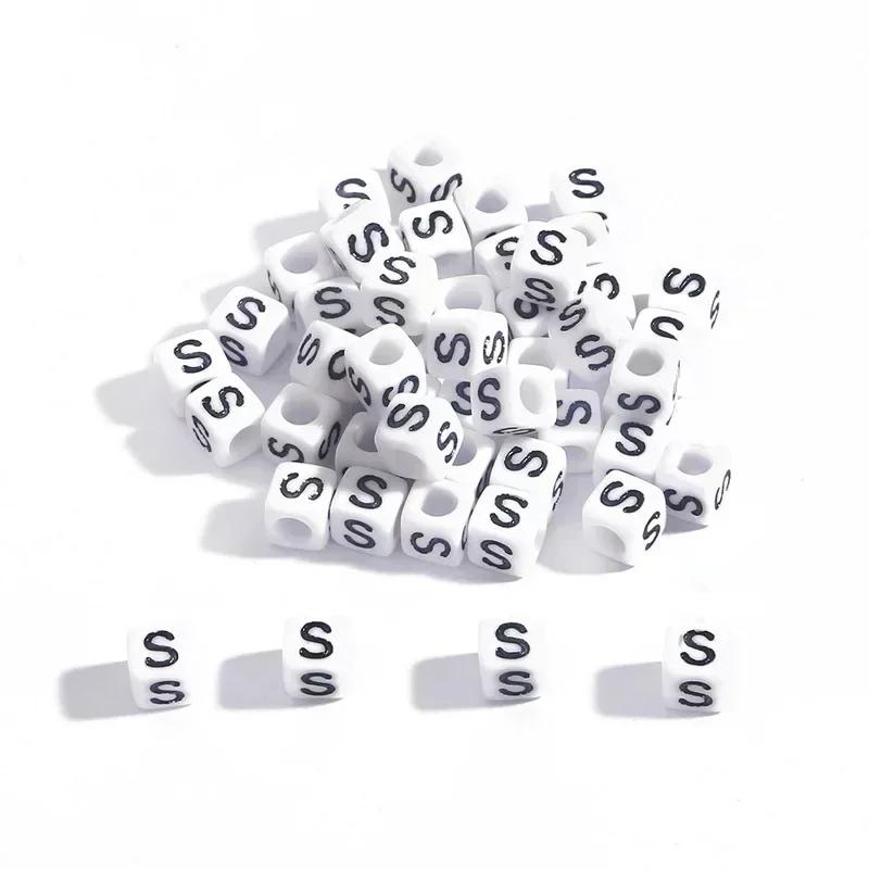 100-500pcs Acrylic A-Z Letter Bead White Square Cube Alphabet Bead for Jewelry Making Diy Bracelet Necklace Earrings Accessories