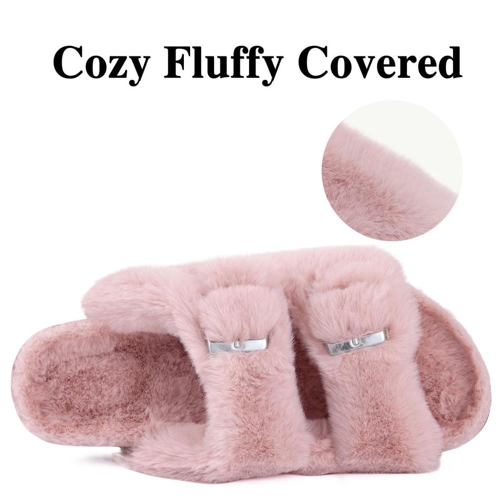Fashion Litfun Winter New Women's Slippers Leisure Non-slip Outdoor Slides Cork Insole Slip On Cozy Women's Sandals With Arch Support