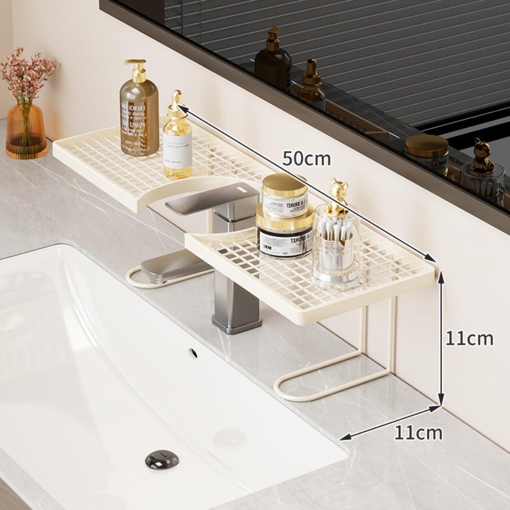 

50/60cm Bathroom Counter Shelf for Organizing Handwashing Basins Cosmetics and Skincare Products White-50cm