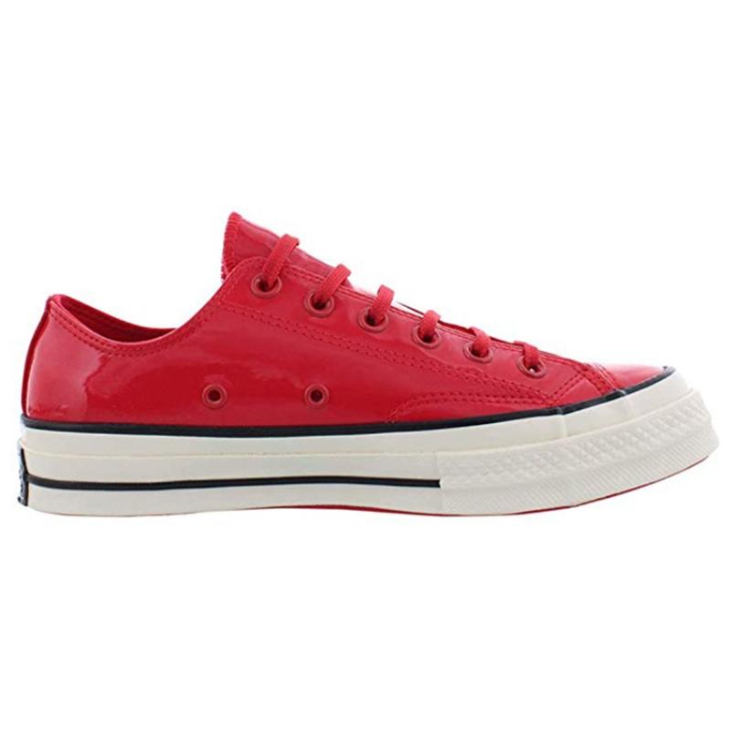 Converse 1970s Chuck Patented 90s Leather Low Round Toe Lace-up Low-top Canvas Shoes Unisex Red Patent Leather