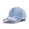 Fashion Shiny Denim Baseball Cap Y2K Adjustable Hip Hop Snapback Rhinestone Star Peaked Hat Women