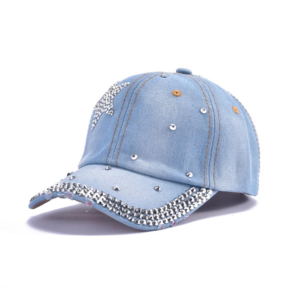 

Y2K Denim Baseball Cap Shiny Peaked Hat Fashion Hip Hop Snapback Women