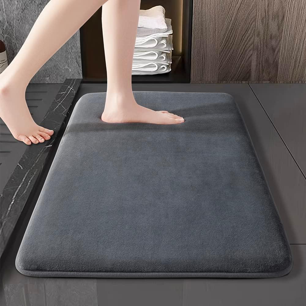 Solid Color Coral Fleece Bathroom Rug - Super Absorbent, Non-Slip, Dirt Resistant Bath Mat for Toilet, Shower & Bedroom Floor