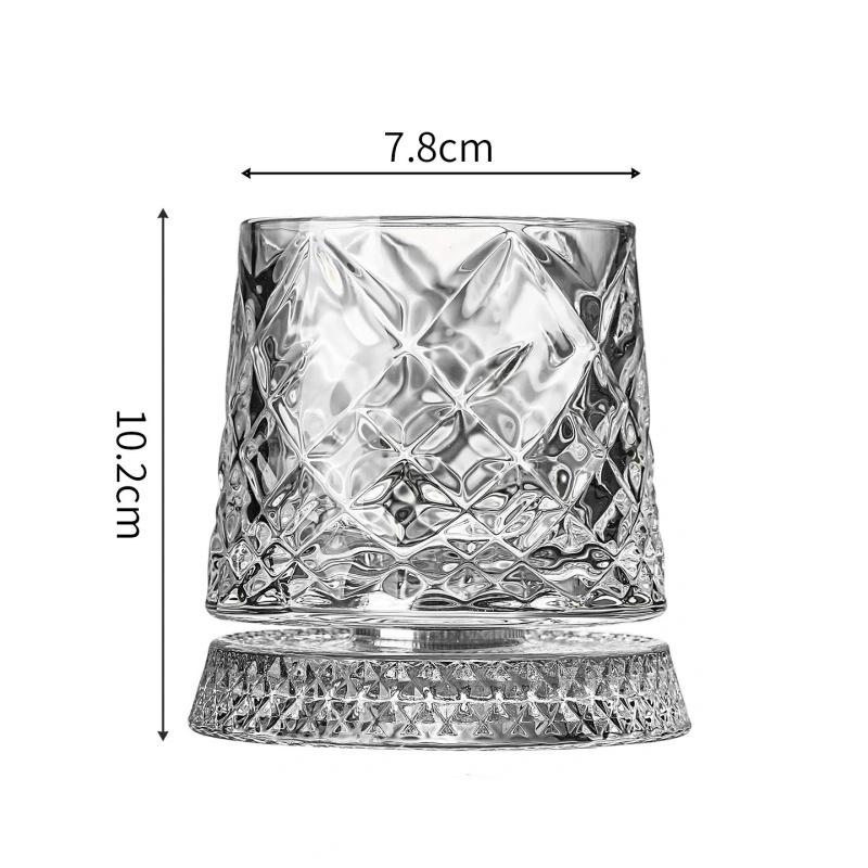 

2026 New Whiskey Glasses Rotating Whisky Glass with Glass Base 360 Rotate Degrees Crystal Rum Glass for Cocktail Party Drinking 201-300ML