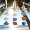3Pcs Seaglass Hanging Decoration Handmade Bohemian Coastal Nautical Starfish Sea Glass Art Home Office Beach House Wall Ornament Pendant