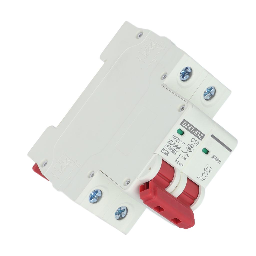 DZ47‑63Z Miniature DC Circuit Breaker 2 Polos 1000V 10AMP Insulator for Solar Photovoltaic System DI