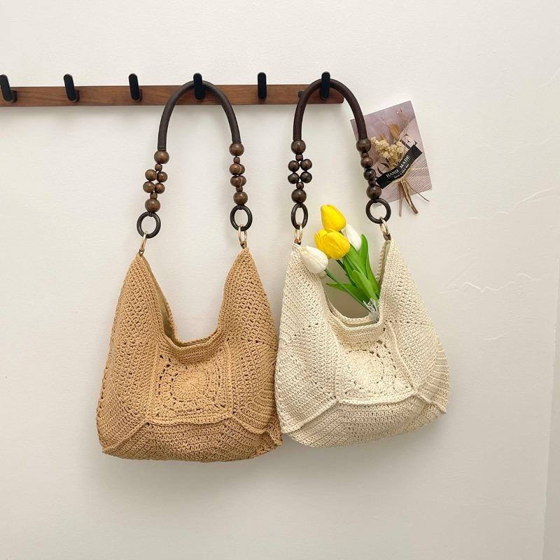 2026 Summer New Fashi Boho Crochet Bag for Women Large Capacity Hollow Knit Hobo Bag Casual Beach Vacati Women's Handbags
