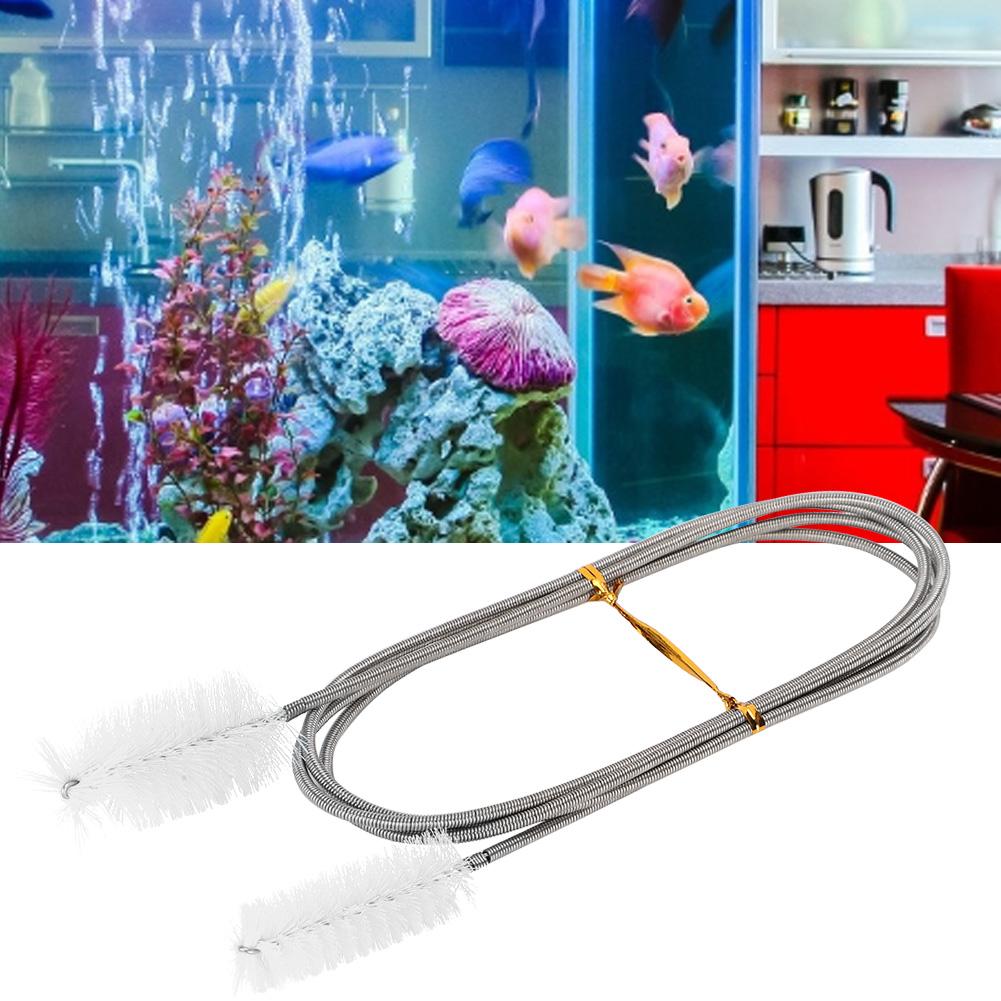 Flexible Hose Cleaning Brush Stainless Steel Filter Pump Spring Brush Double Ended Brush(White )