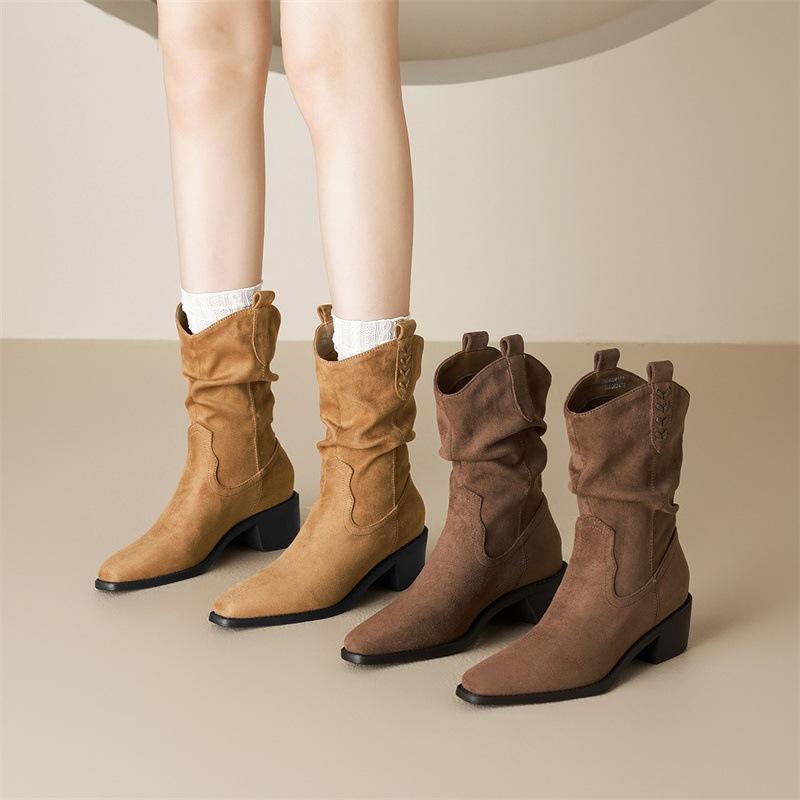 2026 Winter New Collection Autumn/Winter Style Fashionable and Sexy Western Cowboy Pile Short Boots for Women