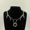 Unisex Hip Hop Heart Pendant Necklace - European Korean Trendy New Thorn Rivet Versatile Accessories for Men and Women