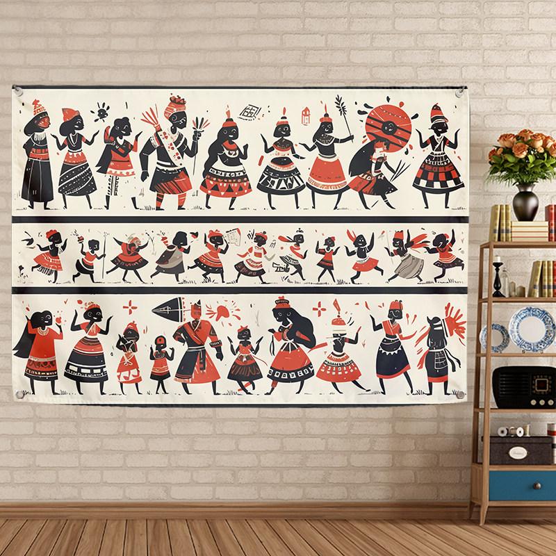 African Drum Percussion Music Tapestry Ethnic Style Musical Instrument Home Decor for Bedroom Living Room Background Cloth