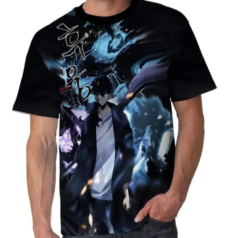 Korea Solo Leveling Anime Komiksy 3D Tisk role hobby oblečení Tričko s krátkým rukávem Nadměrný top Rychleschnoucí tričko fanoušci animace