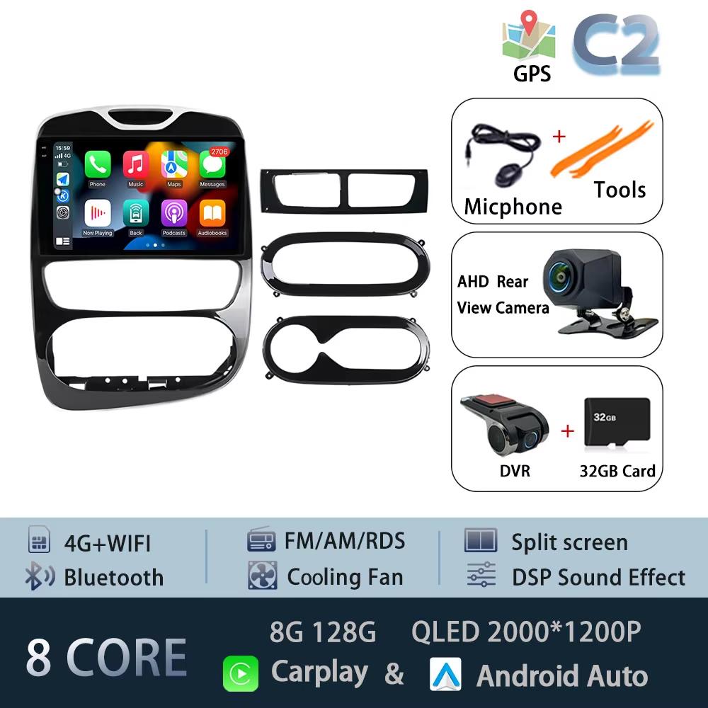 For Renault Clio 4 2012-2016 Carplay Car Radio Multimedia Video Player Android 15 Auto WIFI GPS Navigation DSP stereo BT tools