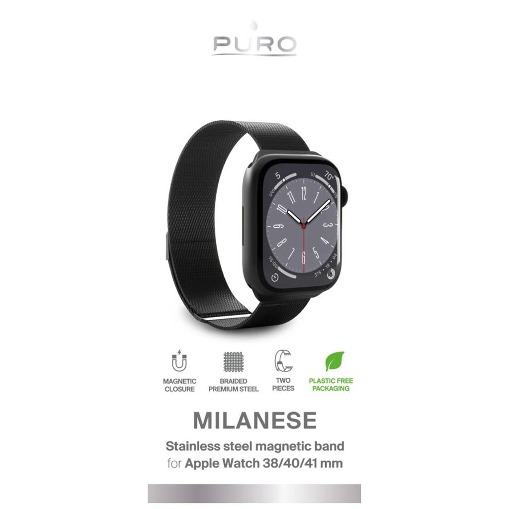 Pasek Ze Stali Nierdzewnej Puro Milanese Do Apple Watch 38 / 40 / 41 Mm - Czarny