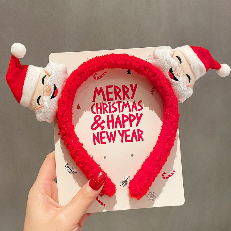 Christmas gift plush reindeer headband cute Santa Claus headband children's holiday performance hair accessories decoration