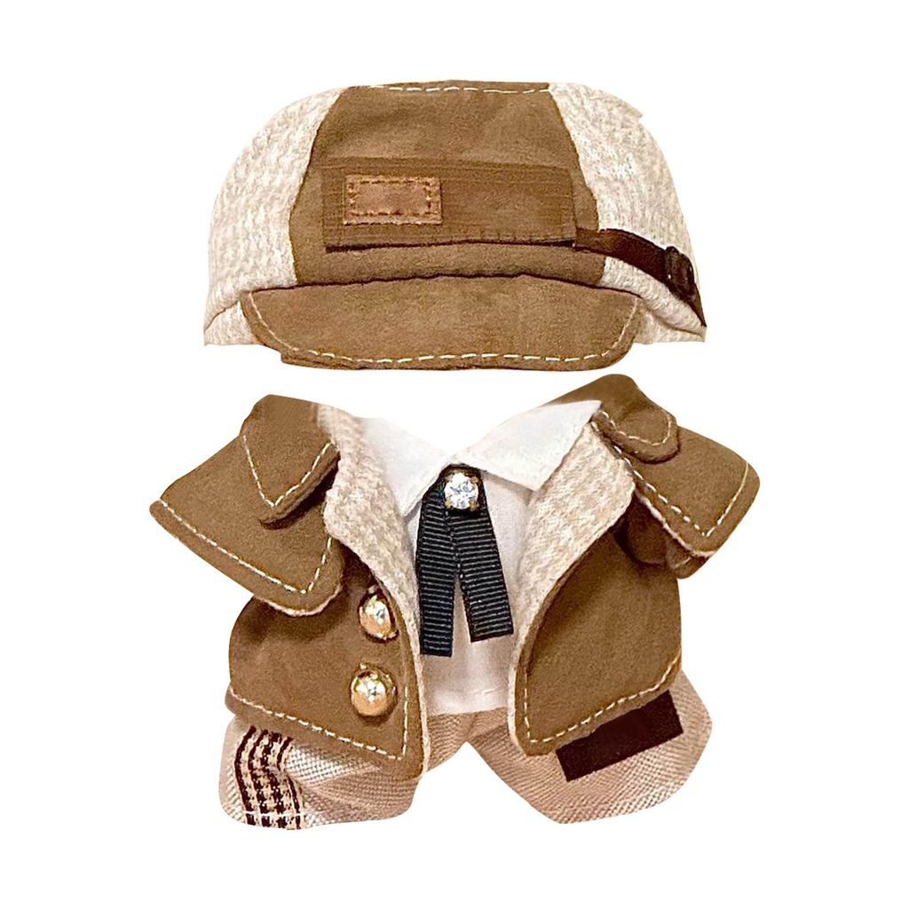 Doll Cloth Pendant Dress Bow Plaid Scarf Set  Plush Doll Dress