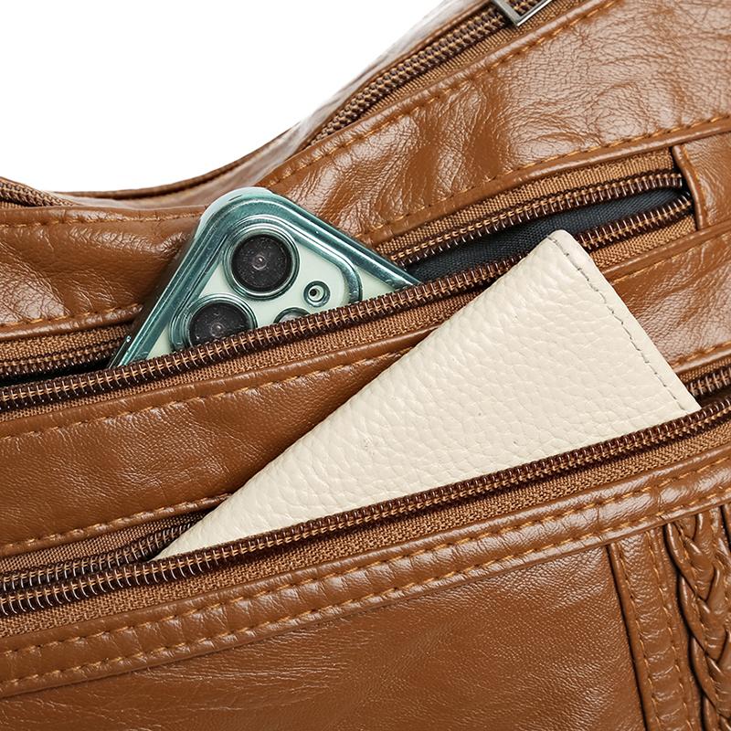 Mother Bag Large Capacity Shoulder Crossbody Bag Women's Multi-Layer Soft Leather Bag