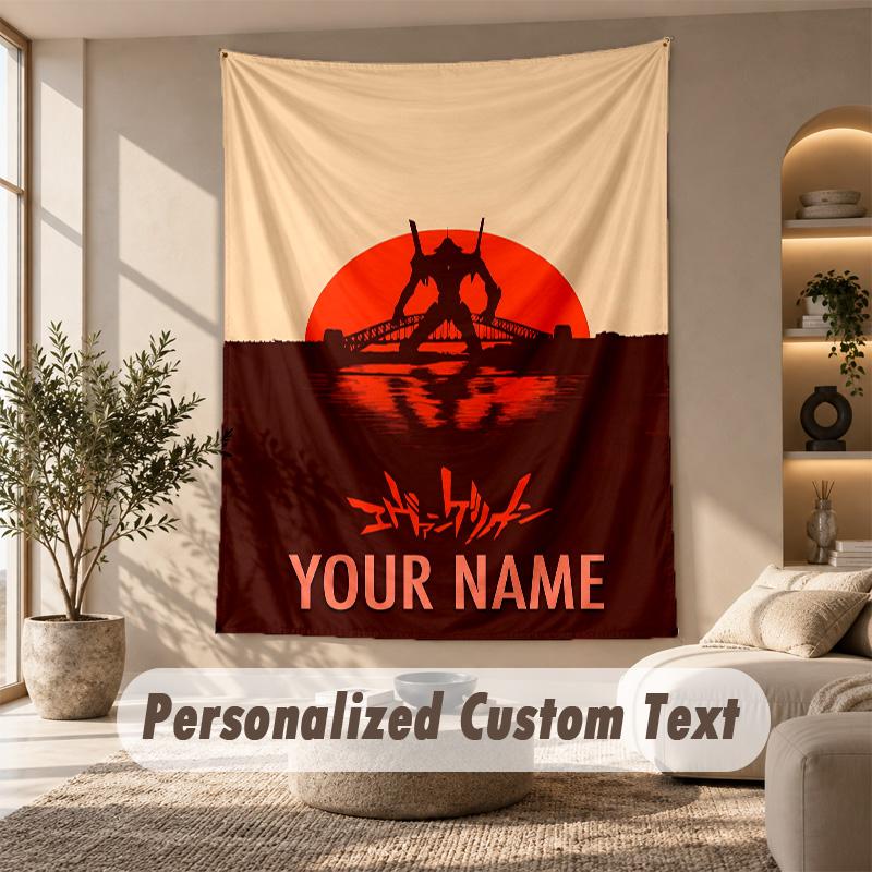 Tapestry Custom Name Text, Wall Hanging Tapestry Home Room DecorNeon Genesis Evangelion