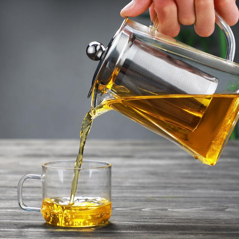Glass Teapot High Temperature Resistant Thickened Stainless Steel Filter Anti-Scalding Teapot Household Teapot Kung Fu Tea Set