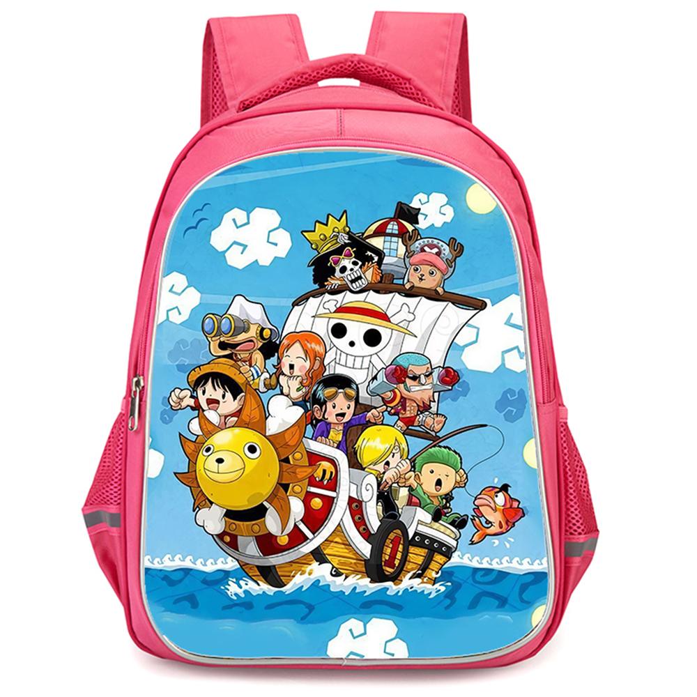 One Piece Mochila 16-Inch Cartoon Pink Lightweight Durable Children's School Backpack Ideal Gifts For Boys And Girls Ages 6-10
