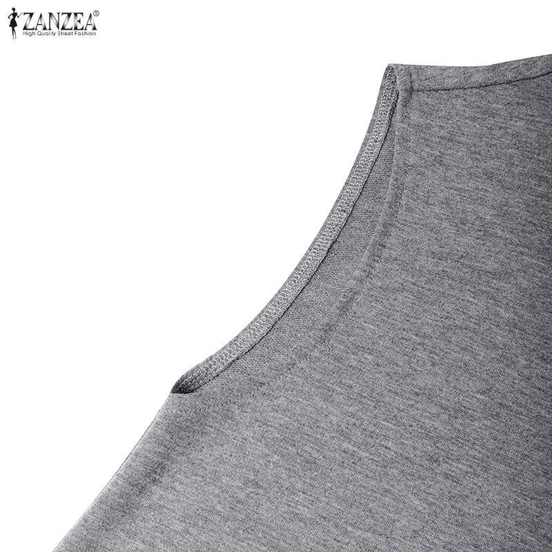 ZANZEA Women Summer Casual Short Sleeve Hoodies Long Dress