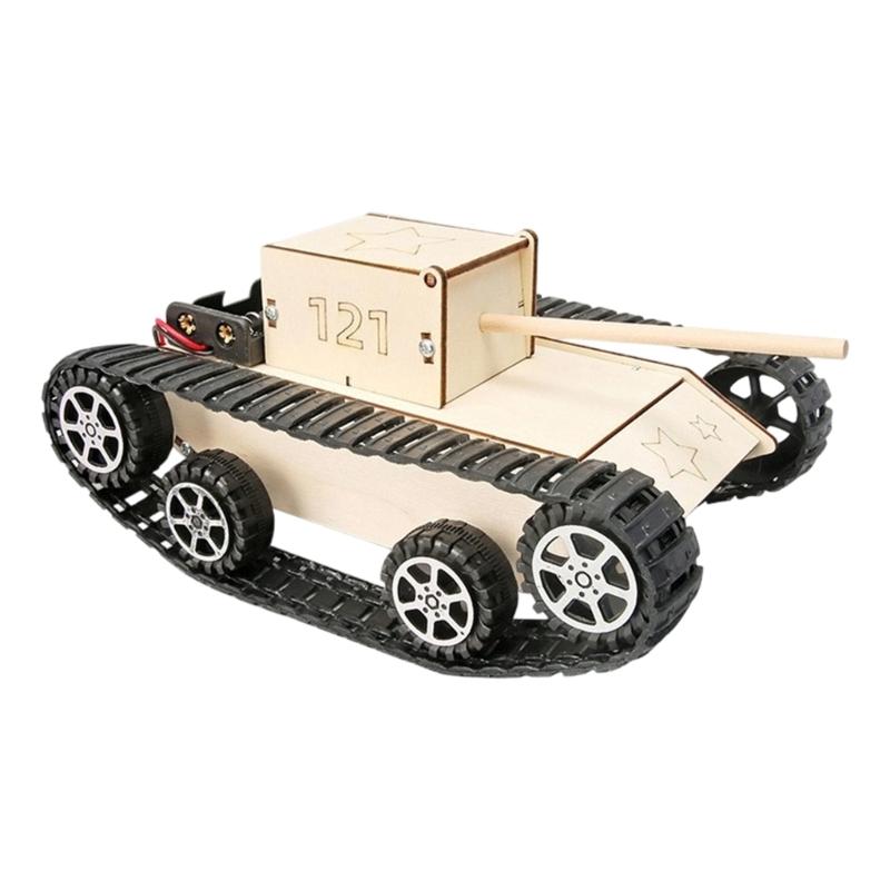 Educational STEM Toy Wooden Electric Tank Craft Model Science Experiment Set For Childrens Physics Technology Learning