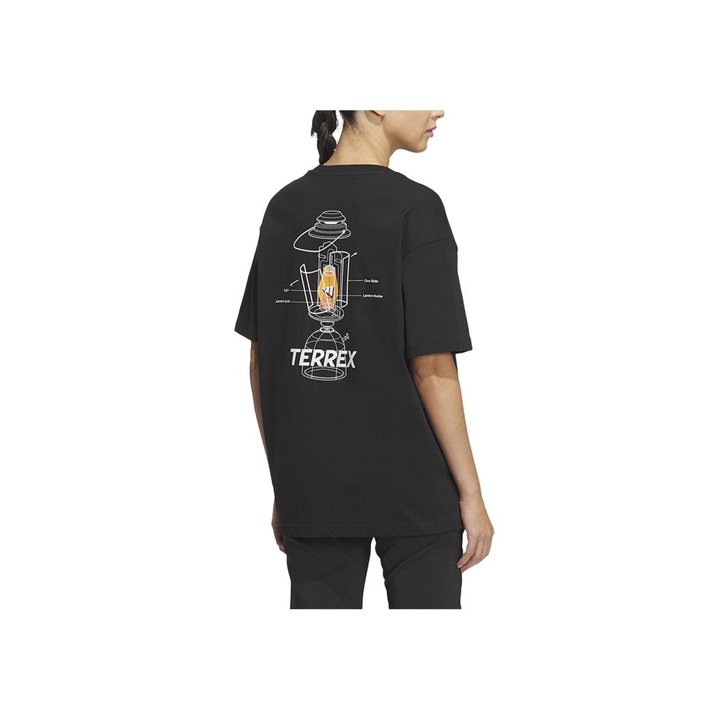 Adidas Letter Print Round Neck Short Sleeve T-Shirt Unisex Tops Black IC1945