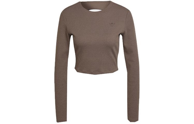 Adidas Originals T Shirts Women s Brown Crew Neck Regular Straight Fit HU1955 32