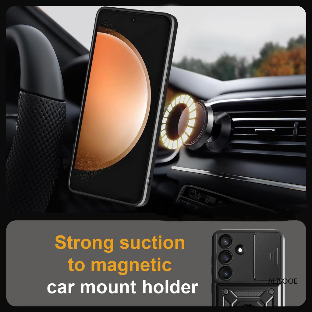 Hülle für Samsung Galaxy S25 FE Edge S25 Ultra S24 S23 S22 S21 Plus Hülle Schiebekamera Ringständer Halter Stoßfeste Abdeckung Capa